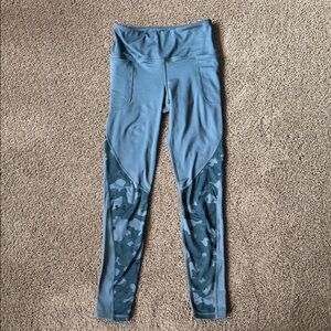Under Armour Blue-Grey High-Waist Leggings with Camouflage Panels